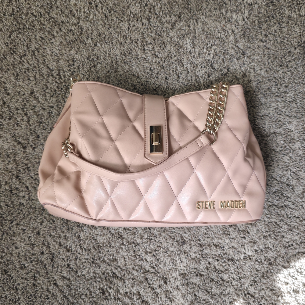 Steve Madden Blush Chain-Handle Shoulder Bag Quilted Soft Girl Workwear Chic